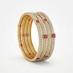 Ruby pink & American diamond bangles Set of 4