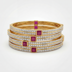 Ruby pink & American diamond bangles Set of 4