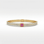 Ruby pink & American diamond bangles Set of 4