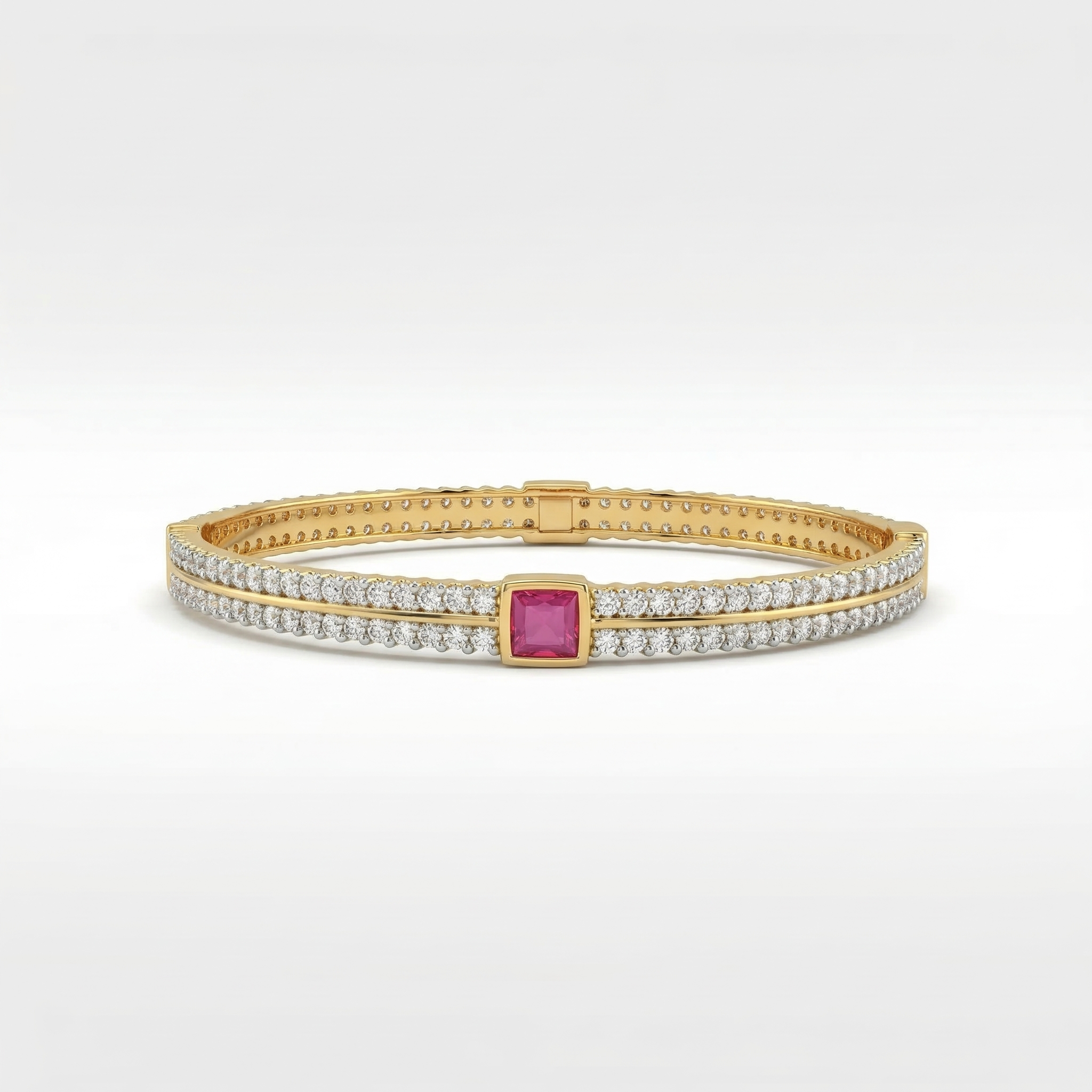 Ruby pink & American diamond bangles Set of 4