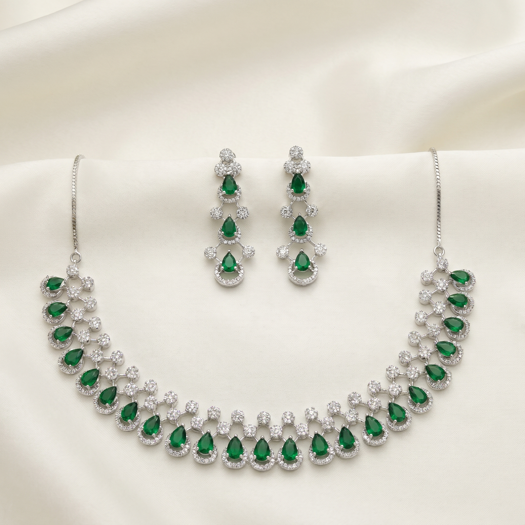 Emerald Green American Diamond Set