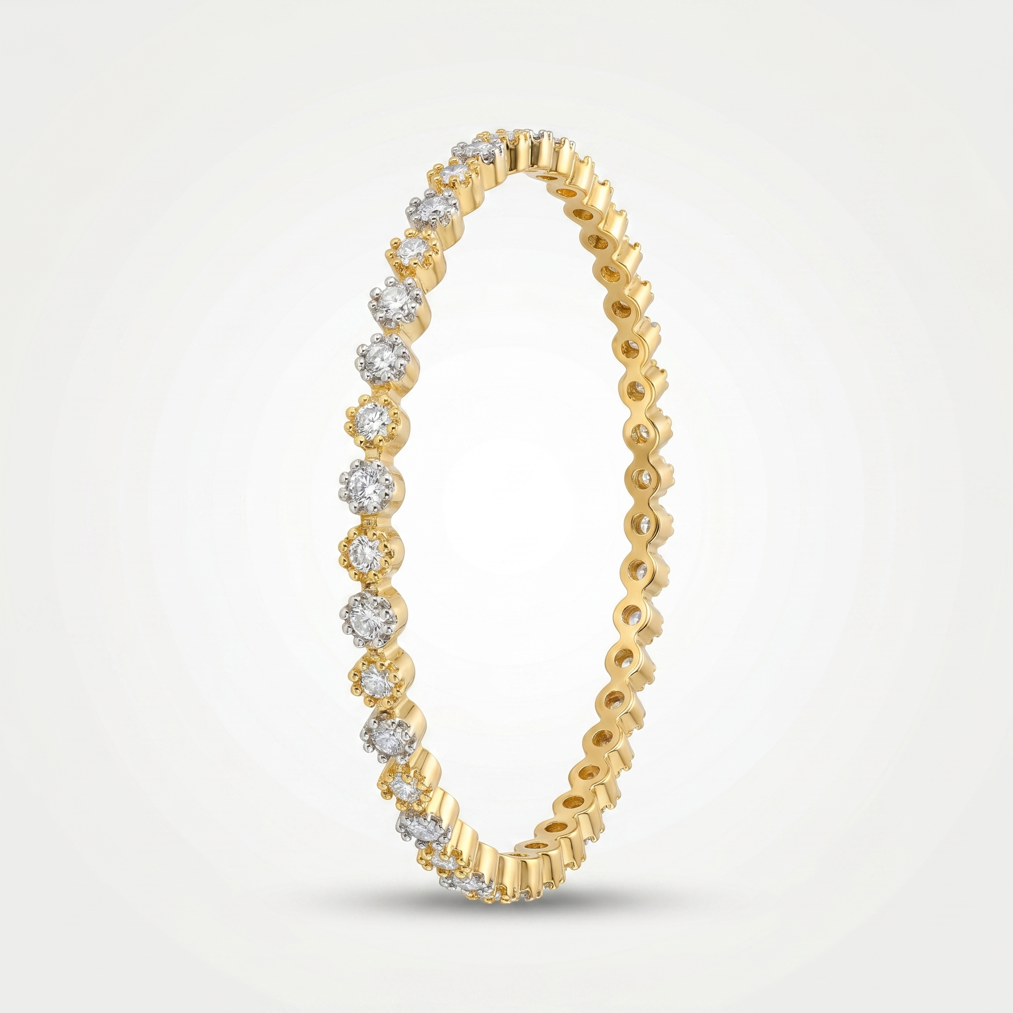 Dual Tone Zirconia Studded set of 4 Bangle