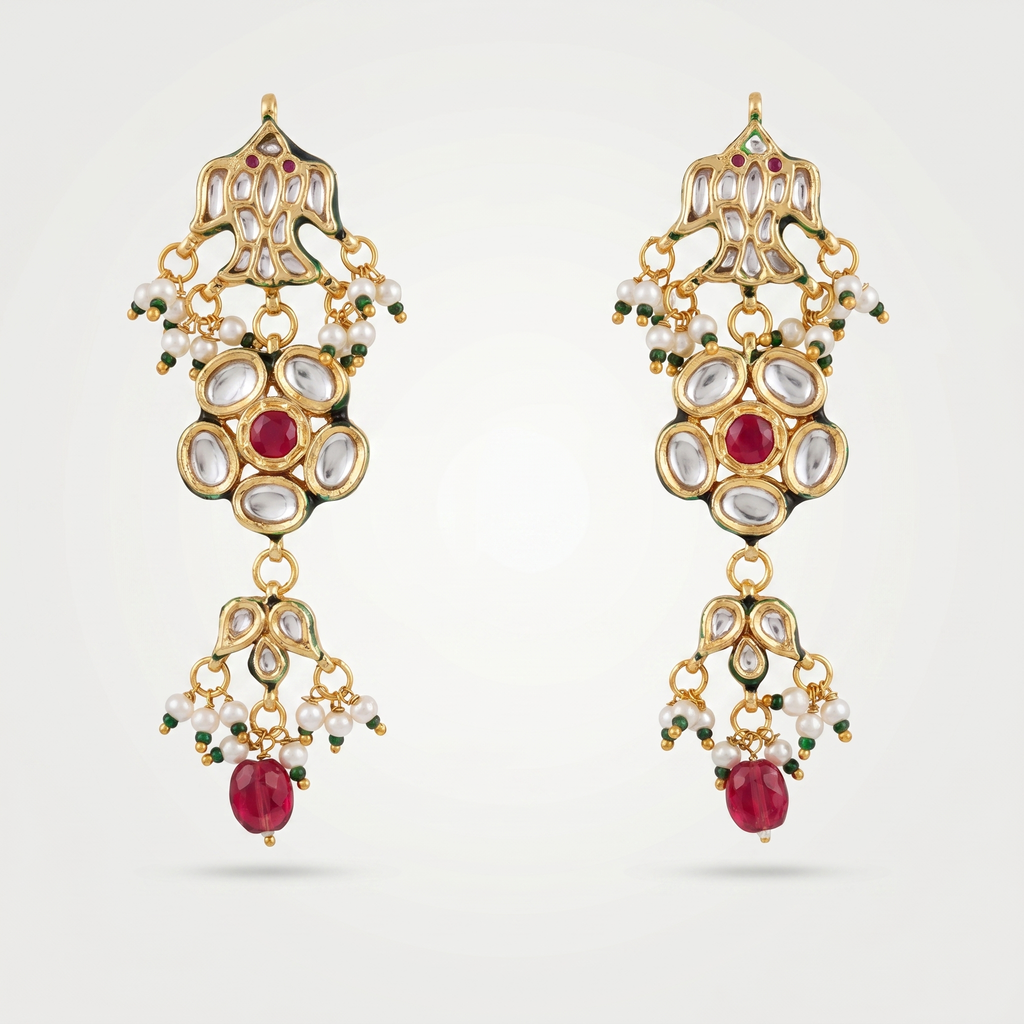 Jhumka style Kundan Earrings