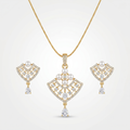 Fan-shaped American Diamond Pendant Set