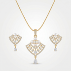 Fan-shaped American Diamond Pendant Set