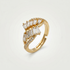 Baguette cut Zircon stone Ring in Gold tone