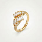 Baguette cut Zircon stone Ring in Gold tone