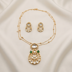 Moissanite Crescent Pendant Set